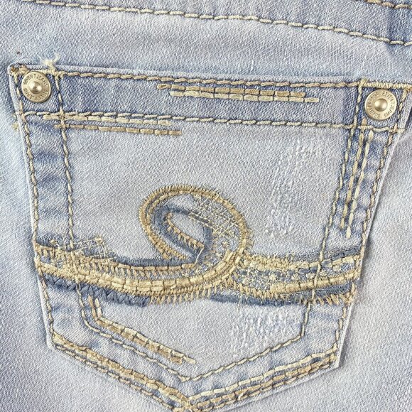 Seven7 Jean Shorts Womems 4 Distressed Blue 28x5.5 Stretch Demin Low Rise - Picture 14 of 16